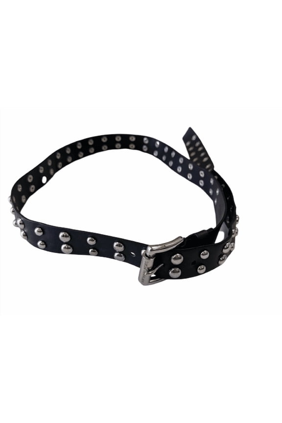 Women's Black Studded Leather Belt, Size 2, NWOT