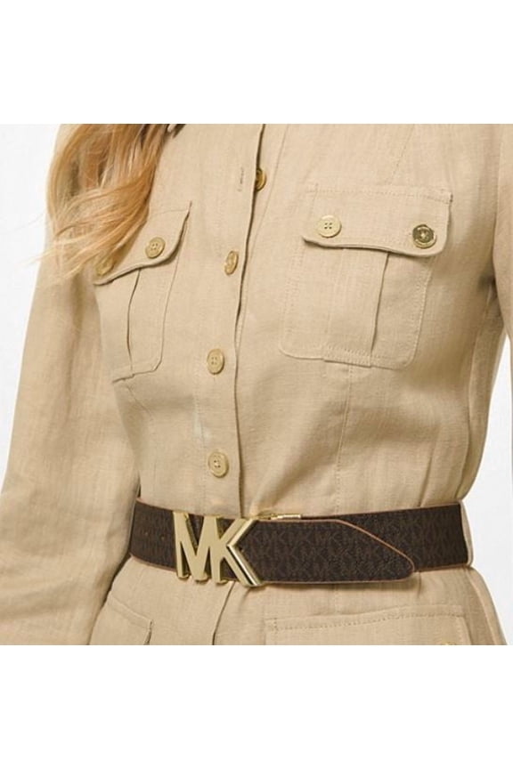 Women's Brown Reversible Logo and Leather Waist Belt, XL