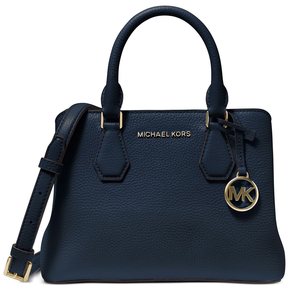 Michael Kors Women s Camille Small Pebbled Leather Satchel Handbag Navy Walmart