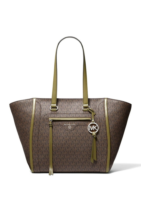 Women's Carine Medium Logo Print Canvas Tote Handbag (Oregano)