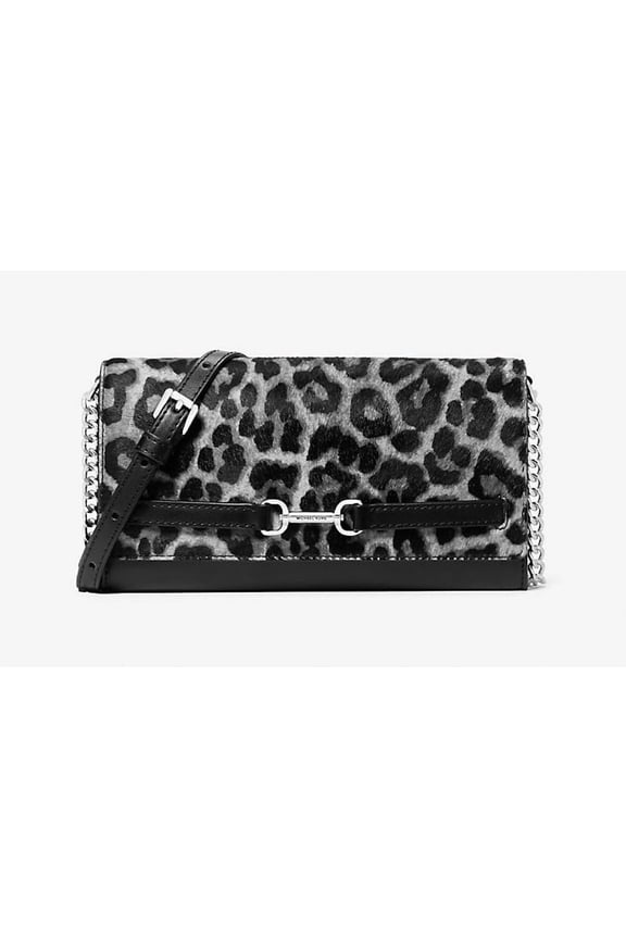 Womens Carson Large Leopard Print Calf Hair Convertible Crossbody Bag