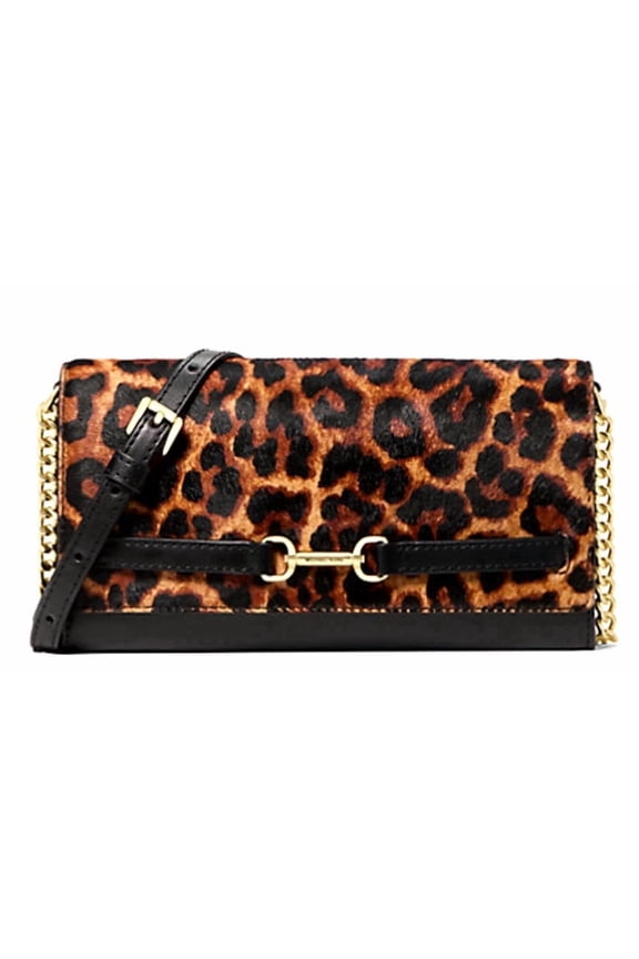Womens Carson Large Leopard Print Calf Hair Convertible Crossbody Bag