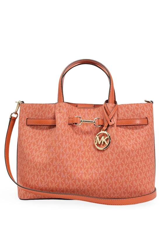 Women's Carson Medium Signature Logo Satchel (Red Clay)