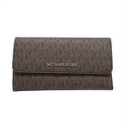 Michael Kors Womens Casual Trifold Wallet, Brown Signature