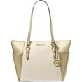 thumbnail image 1 of Michael Kors Women's Charlotte Large Signature Logo and Metallic Top-Zip Tote Bag 35F4GCFT3V-Plgold, 1 of 10
