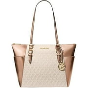 Michael Kors Womens Charlotte Large Signature Logo and Metallic Top-Zip Tote Bag 35F4GCFT3V-Rsgold