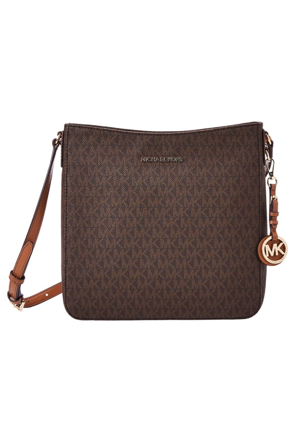 Women's Coated Canvas PVC Logo Messenger Bag, Brown