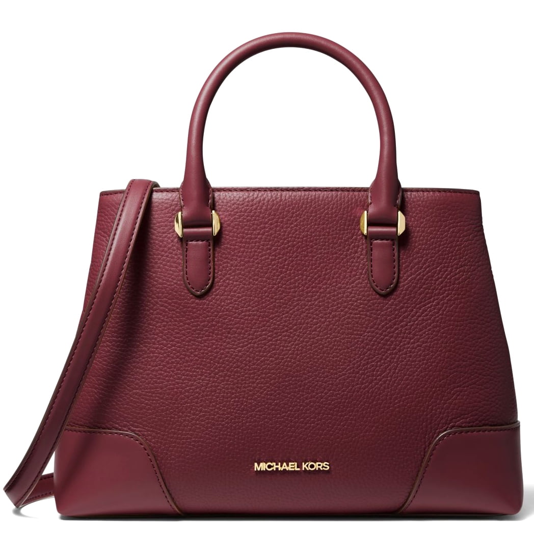 Michael Kors Women s Crosby Small Pebbled Leather Satchel Handbag Merlot