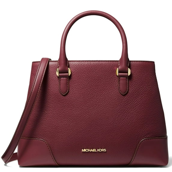 Michael Kors Women's Crosby Small Pebbled Leather Satchel Handbag (Merlot)