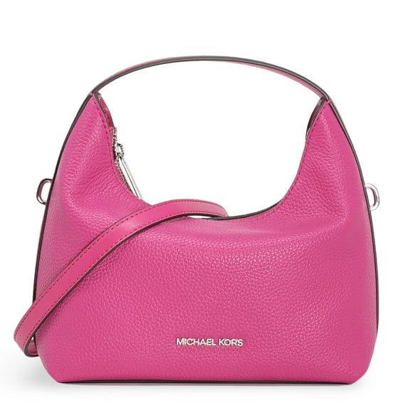 Michael Kors Women's Ember Small Pebbled Leather Top Zip Satchel Crossbody Bag (Dragonfruit)