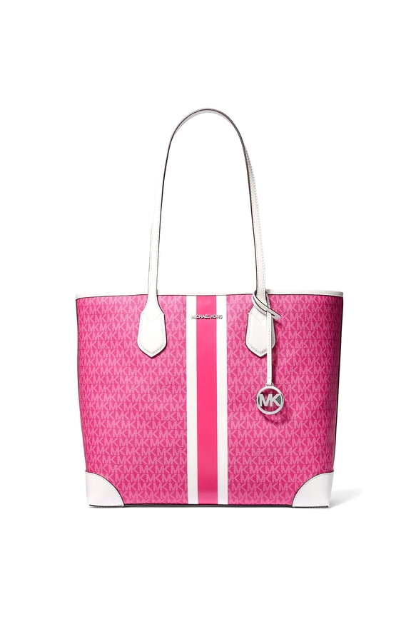 Women's Eva Large Signature Logo Stripe Tote Bag (Dragonfruit)