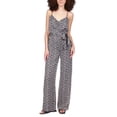 thumbnail image 1 of Michael Kors Women's Floral Satin Sleeveless Jumpsuit Black Size Petite Large, 1 of 3
