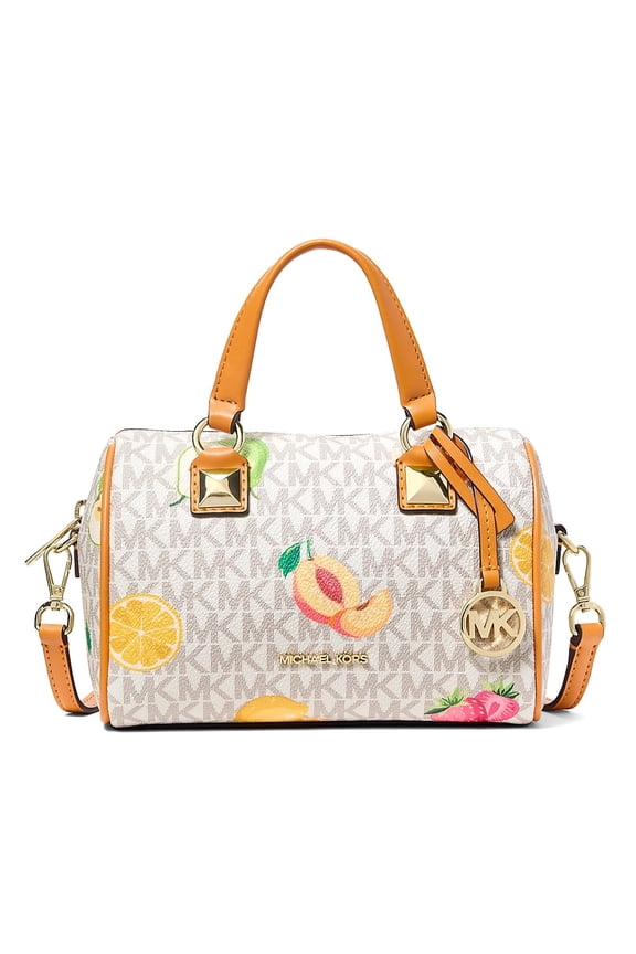 Women's Grayson Extra Small Printed Signature Logo Duffel Crossbody Bag (Vanilla Multi)
