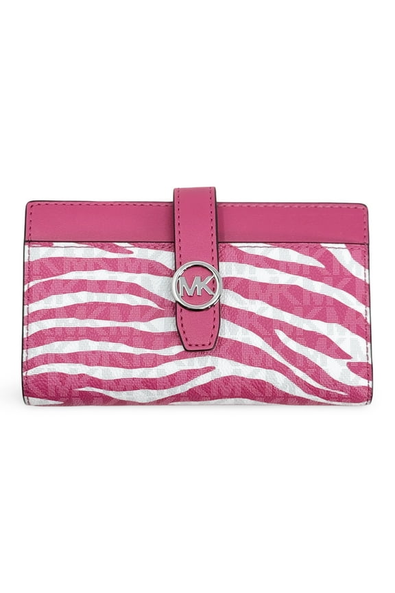 Women's Greenwich Medium Zebra Signature Logo Snap Wallet (Dragonfruit)