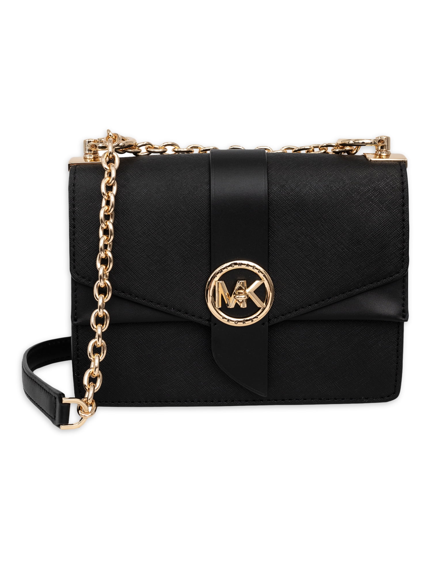 Michael Kors Greenwich Small Leather Convertible Crossbody Bag Black