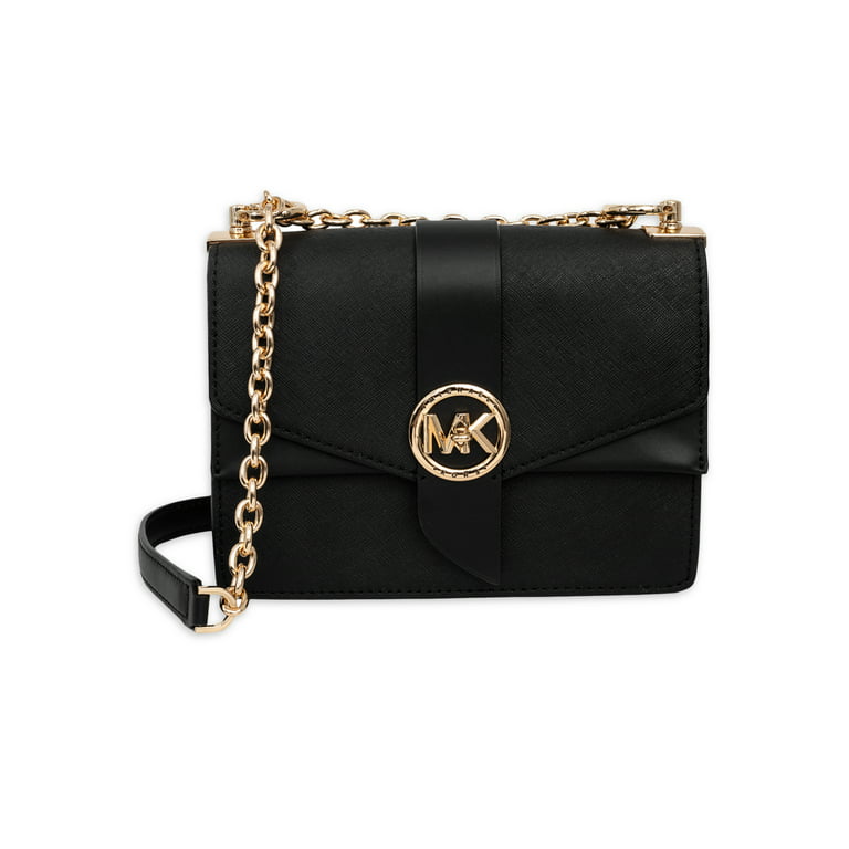 Michael Kors Women's Greenwich Small Color-Block Logo and Saffiano Leather  Crossbody Bag - Black