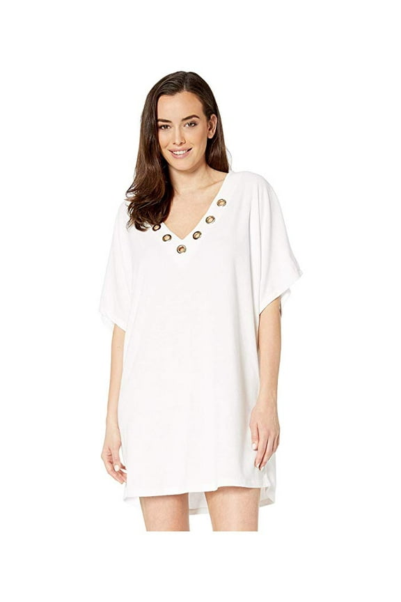 Women's Grommet Tunic Swim Cover Up White Size XX-Small