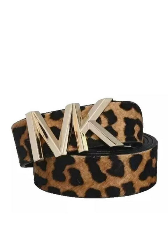 Womens Haircalf Belt, Leapard Gold, Large