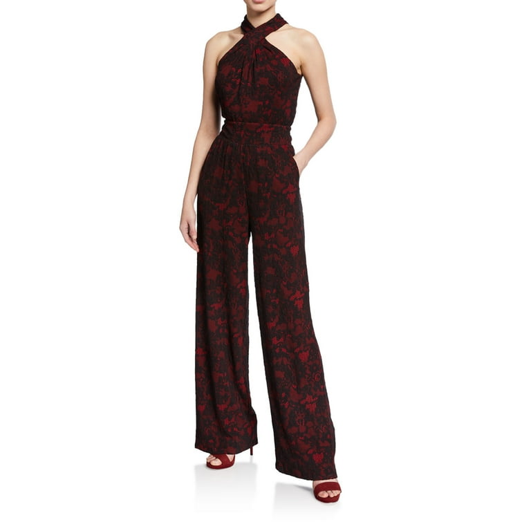 Michael Kors Women s Halter Neck Lace Jumpsuit Red Size Large
