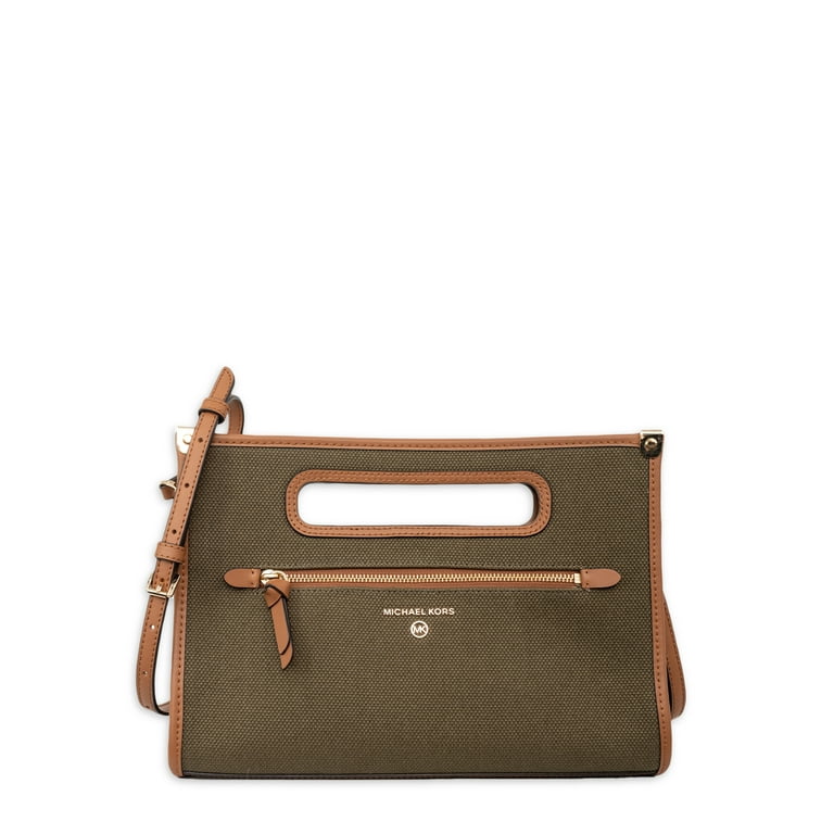 Michael Kors Women s Jane Large Cotton Canvas Clutch Brown
