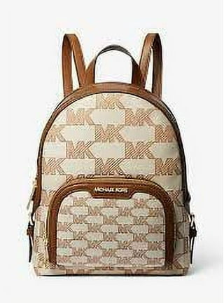 Michael kors kenly medium abbey backpack brown mk signature pvc leather tip  zip