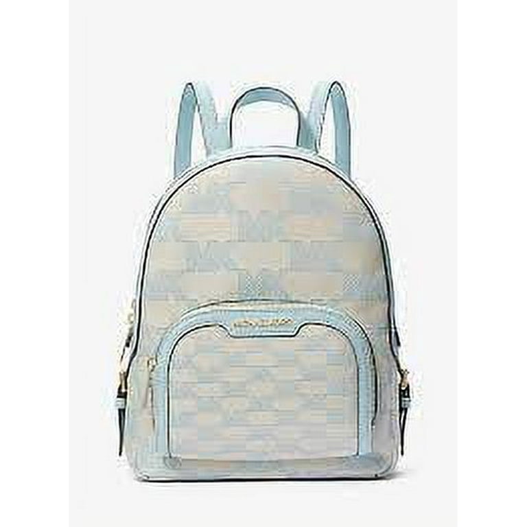 Michael Kors Jaycee Medium Front Pocket Backpack Vista Blue Graphic Logo MK