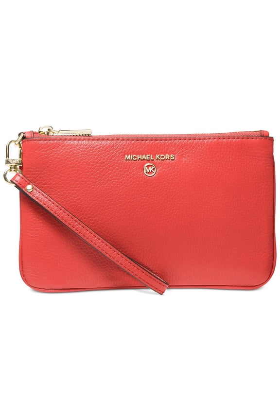 Women's Jet Set Charm Medium Top Zip Pebbled Leather Wristlet (Sangria)