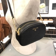 Michael Kors Womens Jet Set Charm Pebbled Leather Oval Camera Crossbody Bag
