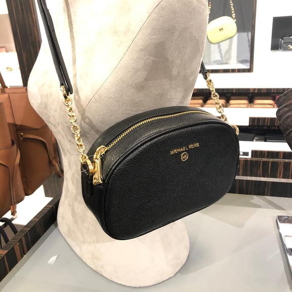 Michael Kors Women's Jet Set Charm Pebbled Leather Oval Camera Crossbody Bag