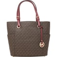 thumbnail image 1 of Michael Kors Women's Jet Set East West Signature Bag Leather Top-Handle Tote - Brown / Mulberry, 1 of 3