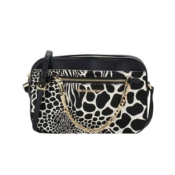 Michael Kors Women's Jet Set Item LARGE EAST WEST CHAIN Crossbody 35H3GTTC9H-001 (Black/Gold)