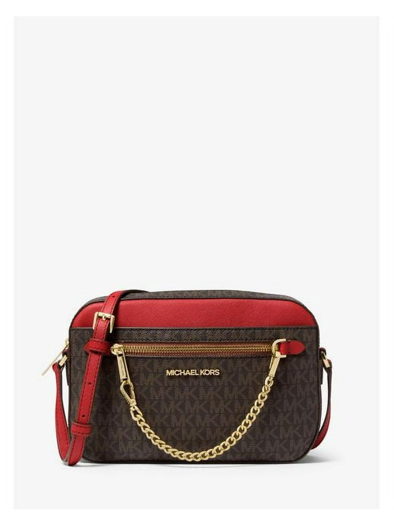 Michael Kors Women's Jet Set Large Logo Crossbody Bag, Red Purse