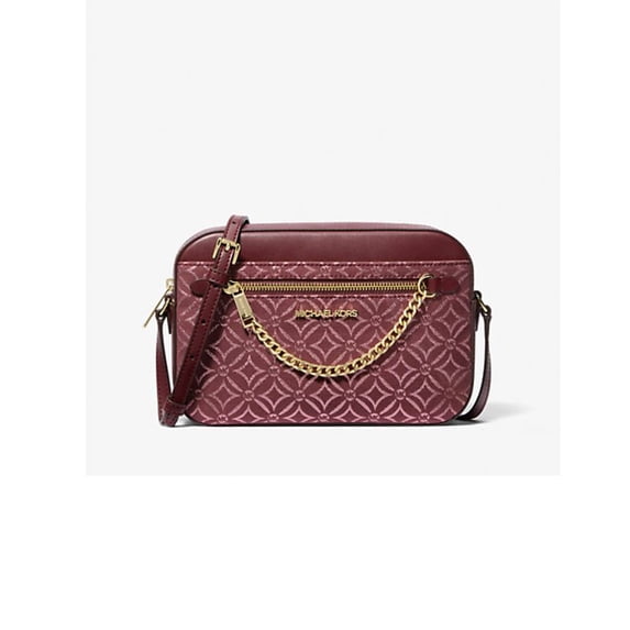 Michael Kors Women's Jet Set Large Metallic Logo Jacquard Crossbody Bag 35F4GTTC9J-oxbl