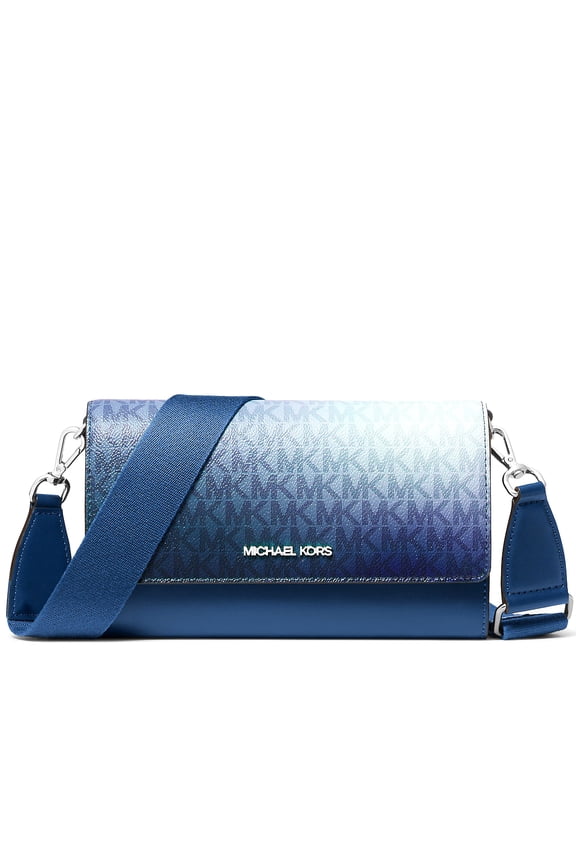 Women's Jet Set Large Ombr Signature Logo Crossbody Bag (Galaxy Blue)