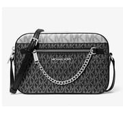 Michael Kors Womens Jet Set Large Signature Logo Crossbody Bag Black 35F5STTC9V-001