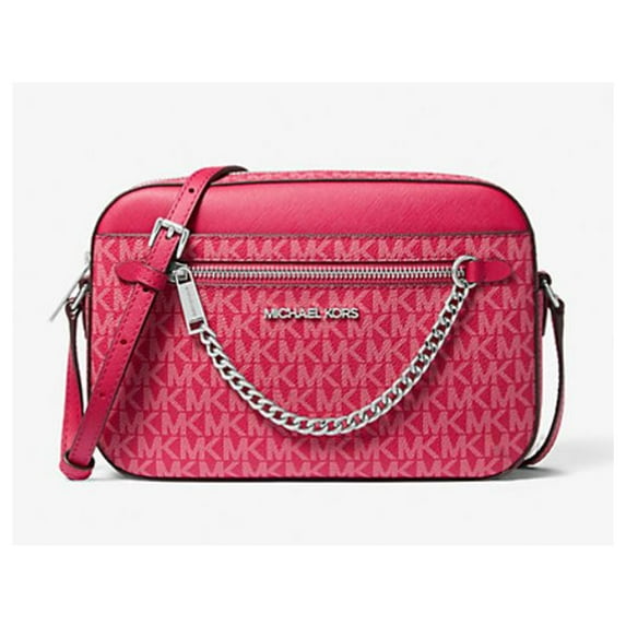 Michael Kors Women's Jet Set Large Signature Logo Crossbody Bag (Dark Raspberry) 35R5STTC9B-984