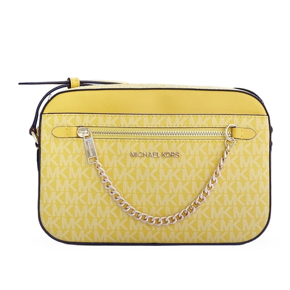 Michael Kors Women's Jet Set Large Signature Logo Top Zip Crossbody Bag (Daisy Yellow)