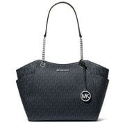 Michael Kors Womens Jet Set Large Signature Logo Zip Tote Shoulder Bag Admiral