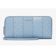 Michael Kors Womens Jet Set Large Studded Patchwork and Signature Logo Continental Wallet Light Sky Multi 35T5STVE7B-Sky