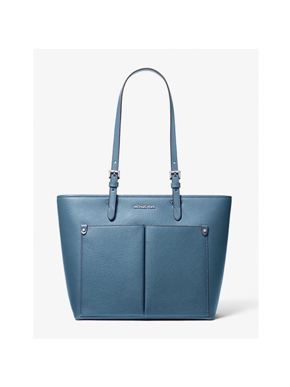Women's Jet Set Medium Pocket Tote Bag in Vegan Leather (Cornflower)