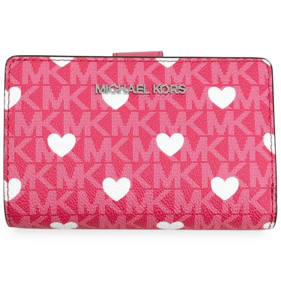 Michael Kors Womens Jet Set Medium Printed Signature Logo Wallet (Hibiscus)