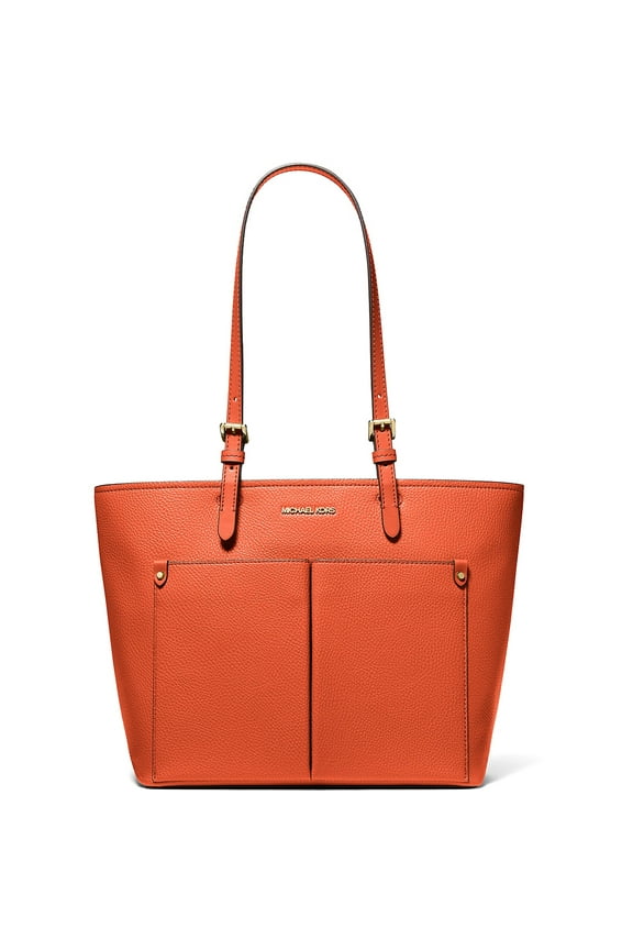 Women's Jet Set Medium Vegan Leather Top Zip Pocket Tote Bag (Red Clay)