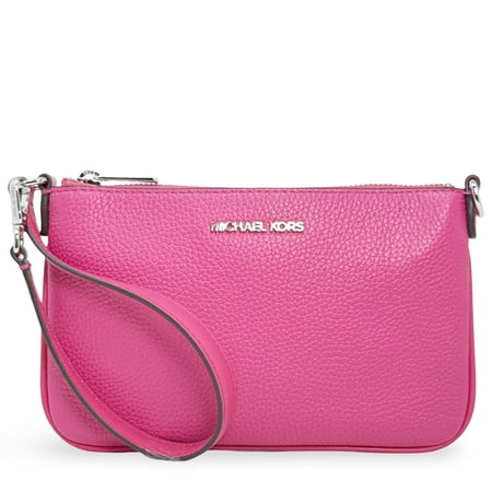 Michael Kors Women's Jet Set Small Pebbled Leather Convertible Wristlet Pouch (Dragonfruit)