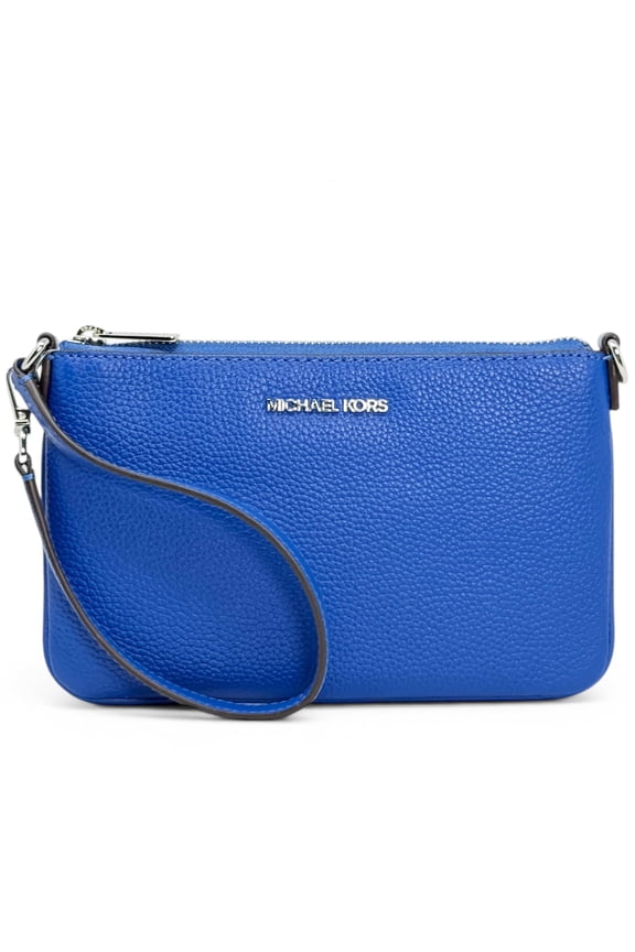 Women's Jet Set Small Pebbled Leather Convertible Wristlet Pouch (Galaxy Blue)