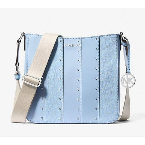 Michael Kors Women's Jet Set Small Studded Patchwork and Signature Logo Crossbody Light Sky Multi 35T5STVC1B-Sky