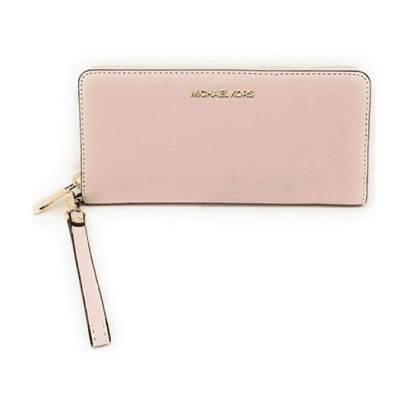 Michael Kors Women's Jet Set Travel Continental Zip Around Leather Wallet Wristlet (Powd