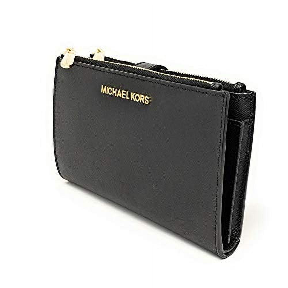 Michael Kors Jet Set Travel Bifold Zip Coin Saffiano Leather Wallet, Black