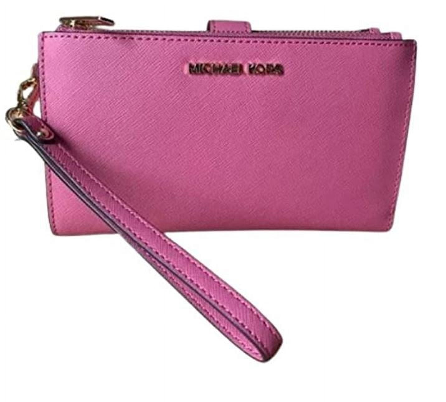 Michael Kors MK Jet Set Travel Double Zip Phone Wristlet Wallet Sherbert  Pink