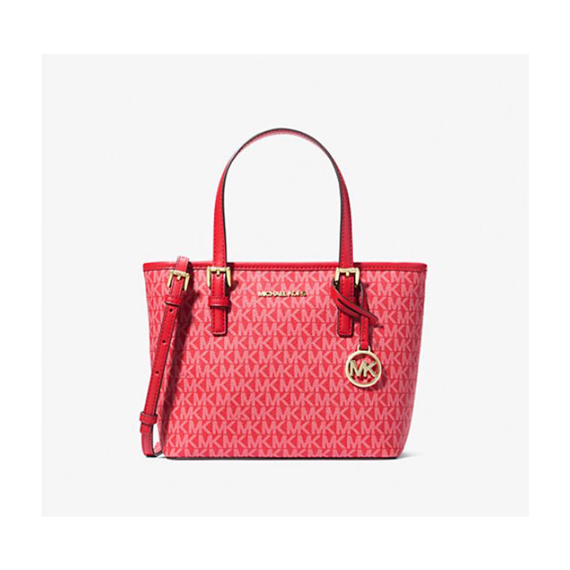 新品 MICHAELKORS JET SET TRAVEL　35T9GTVT0B Jet Set Travel Extra-Small Logo Top-Zip Tote Bag | Michael