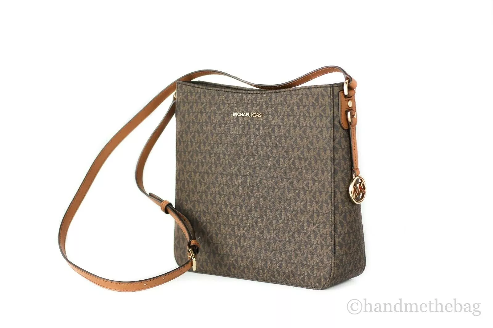 Michael Kors Signature Jet Set Travel Large Top-Zip Handbag, Brown